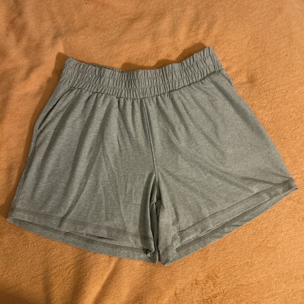 Casual Women's Gray Elastic-Waist Shorts